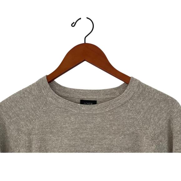 J. Crew Linen Blend Lightweight Tan Long Sleeve Crewneck Sweater, Men Size M - Picture 2 of 10